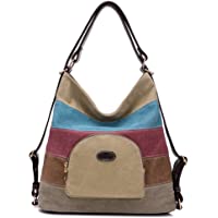  - BYD - Bolsa de lona de las mujeres Multifuncional Bolsos de hombro Mochila Bolsos bandolera Retro